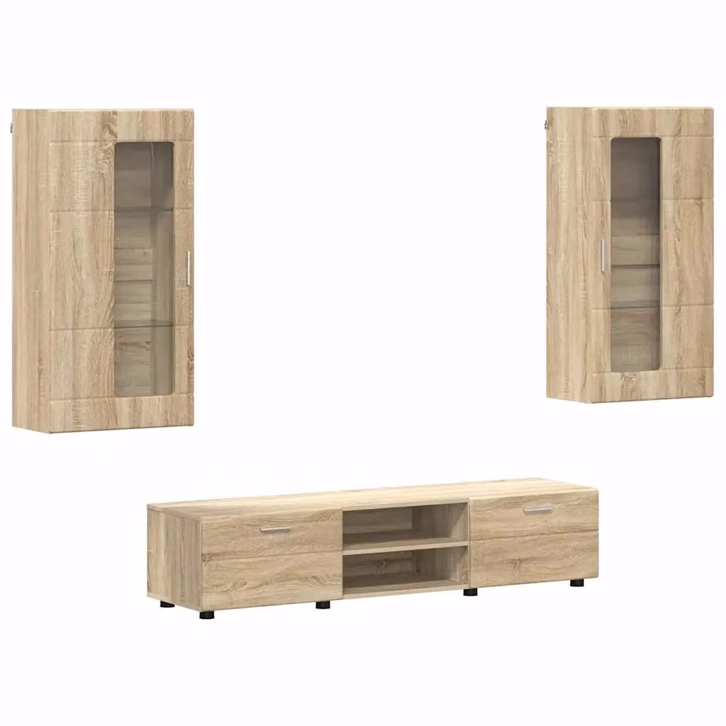 Set mobile TV vidaXL FLORIN 3 pezzi in legno Rovere Sonoma marrone L/P/H: 150 x 39 x 30 cm – 2