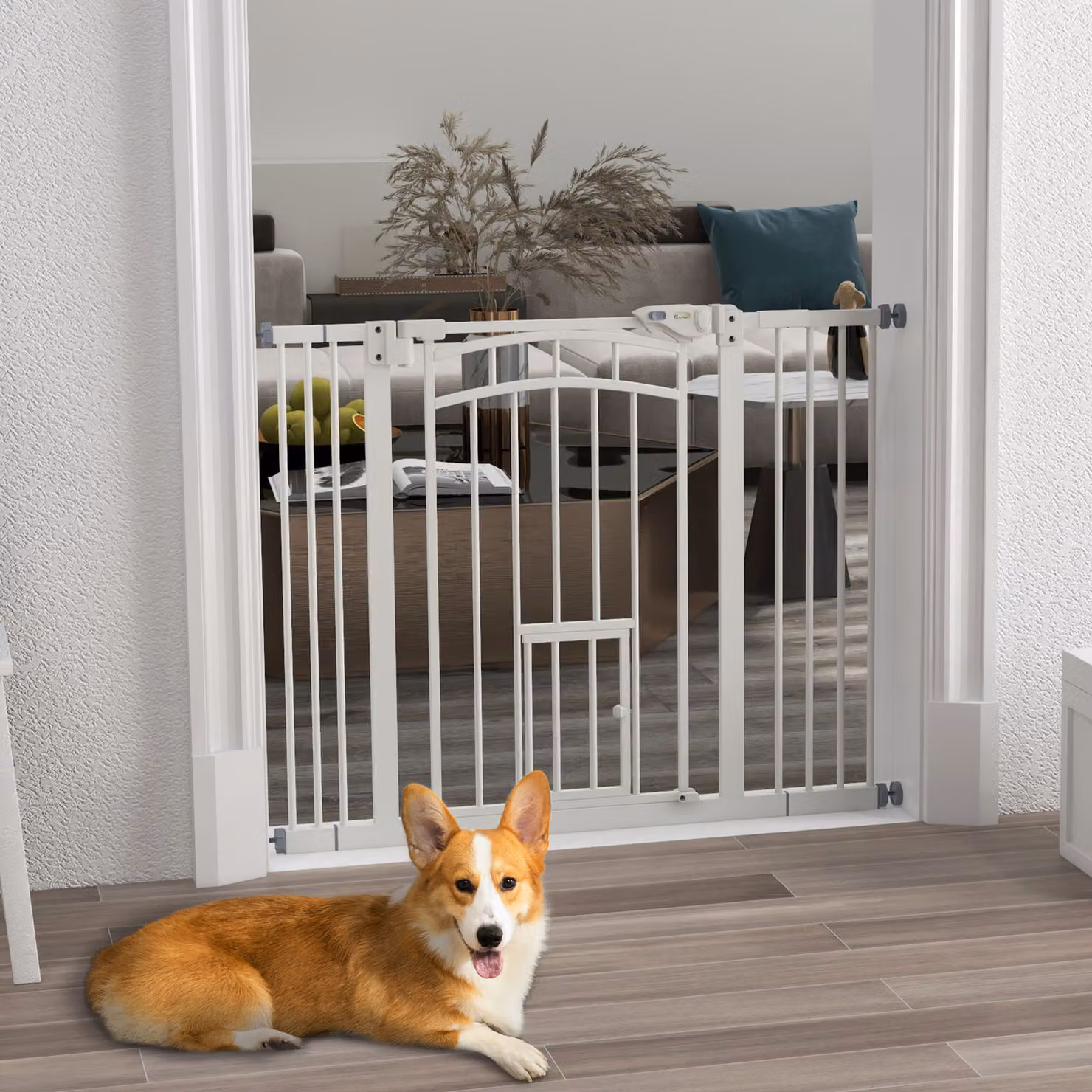 Cancellino per cani Aosom per taglie piccole e medie con chiusura automatica in metallo, Bianco – 2