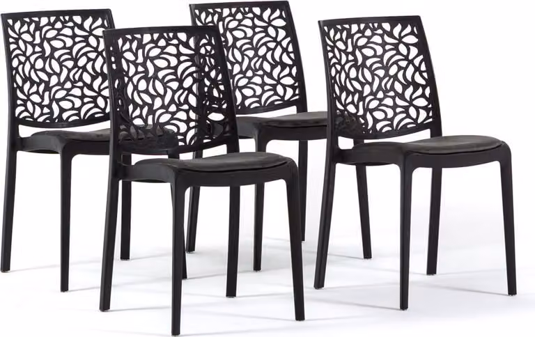 Set di 4 sedie in polipropilene con rinforzo in fibra di vetro e seduta imbottita in velluto - sedie robuste, eleganti e confortevoli, impilabili e resistenti, ideali per cucine,da pranzo, bar e ristoranti - design moderno - ANNA SOFT - antracite/grigio s