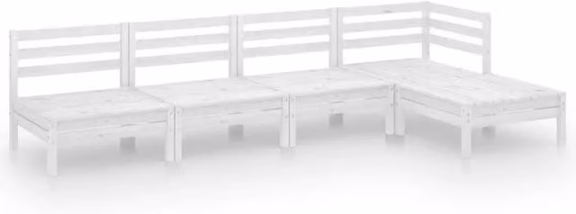 Set Salotto da Giardino 5 pz | Set di Mobili da Esterno in Legno Massello di Pino Bianco