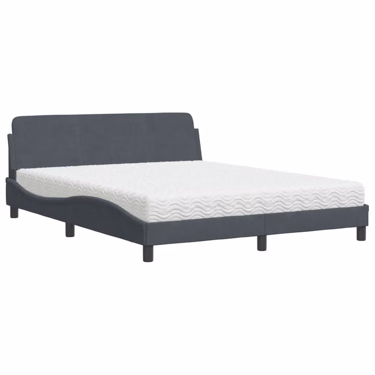 Letto con Materasso Dover Grigio Scuro 160x200 cm in Velluto