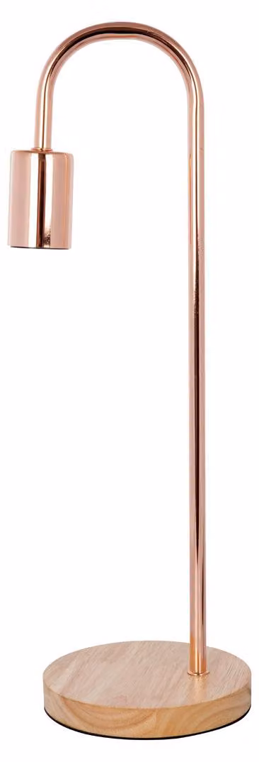 Lampada da tavolo Titania in metallo rame e legno
