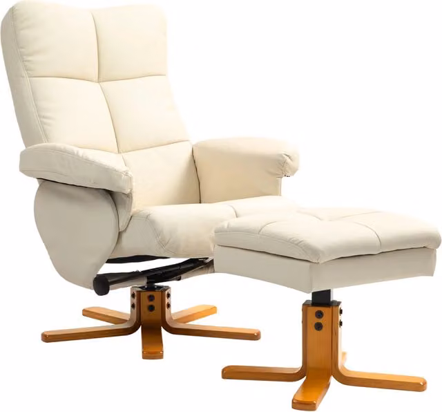Poltrona Relax Girevole con Poggiapiedi ¨C Minimal ¨C Pelle Grigia 145¡ã