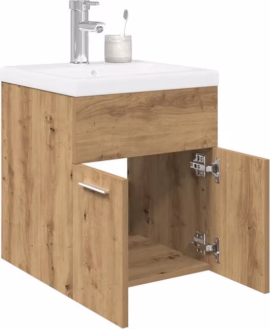 Mobile Bagno con Lavabo Integrato&Rubinetto-Lavandino-Lavabo Rovere Artigianale 602497