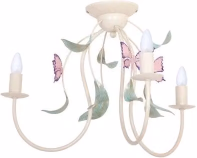 Plafoniera Luminex Summer multicolore con decorazione a farfalle, L: 60 cm, P: 38 cm, H: 45 cm, 3x E14