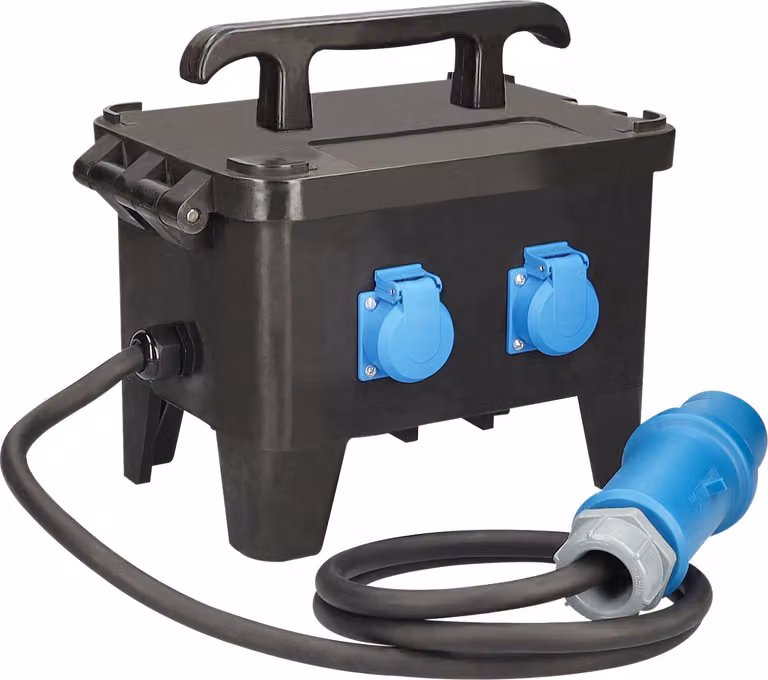 as-Schwabe Centralina di distribuzione elettrica da cantiere CEE 230 V 32 A con 4 prese Schuko 230 V 16 A IP44