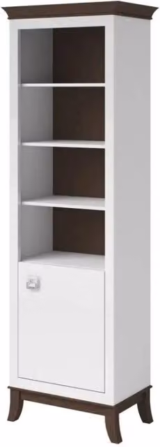 Vetrina bassa a 1 porta collezione PALACE Meublorama con ante in vetro, colori bianco e rovere scuro