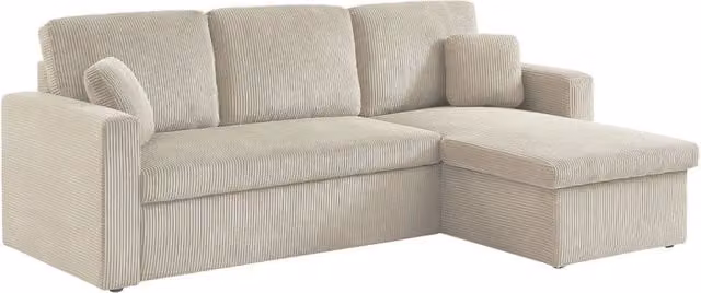 Divano letto angolare reversibile, 3 posti, beige grigio