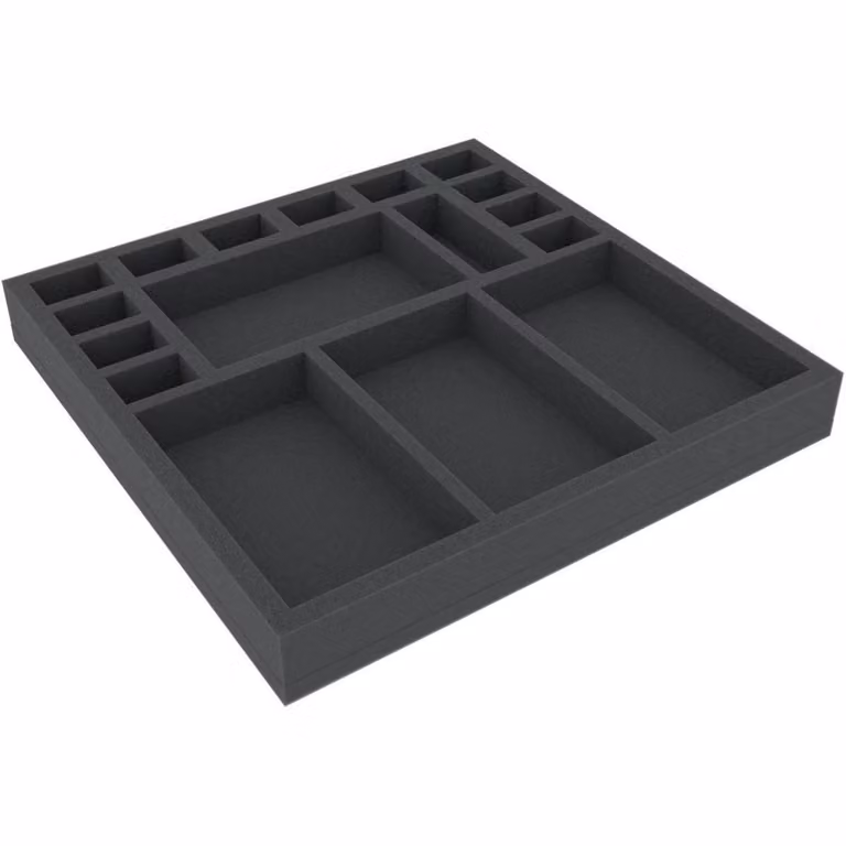 Inserto in schiuma con 17 scomparti, 280x280x35 mm, per giochi da tavolo