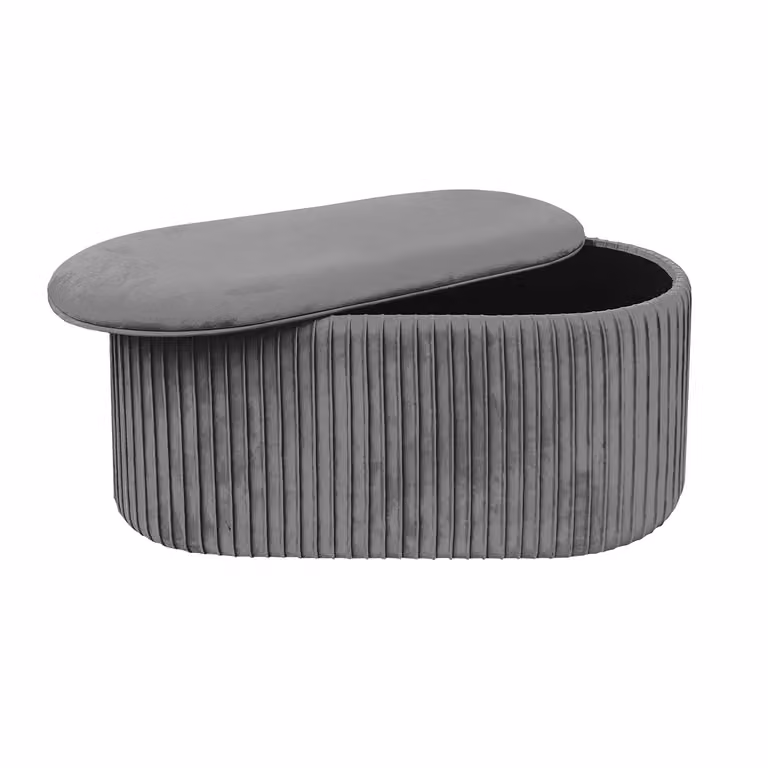 Vestiamo Casa - Pouf Contenitore in Velluto Grigio, L: 80 cm, P: 40 cm, H: 40 cm