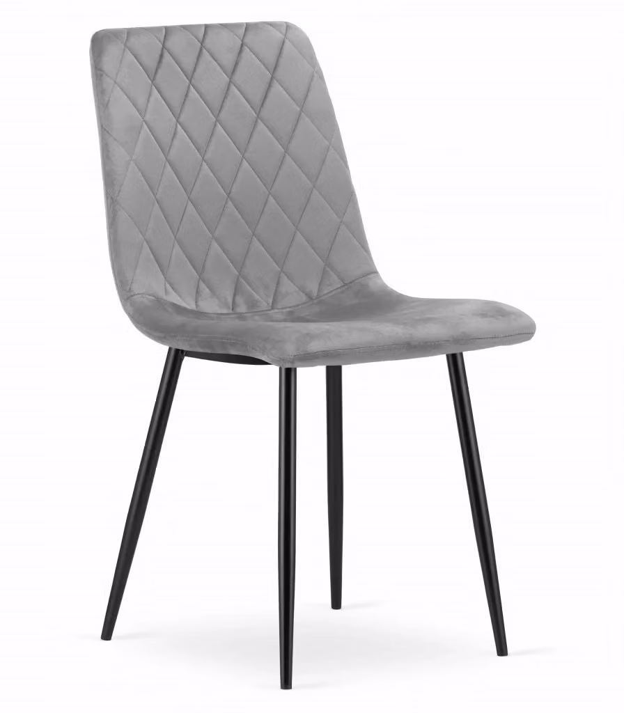Set di 4 sedie Valora TURIN in velluto grigio chiaro con design ergonomico e struttura in metallo nero per soggiorno o ufficio – 2