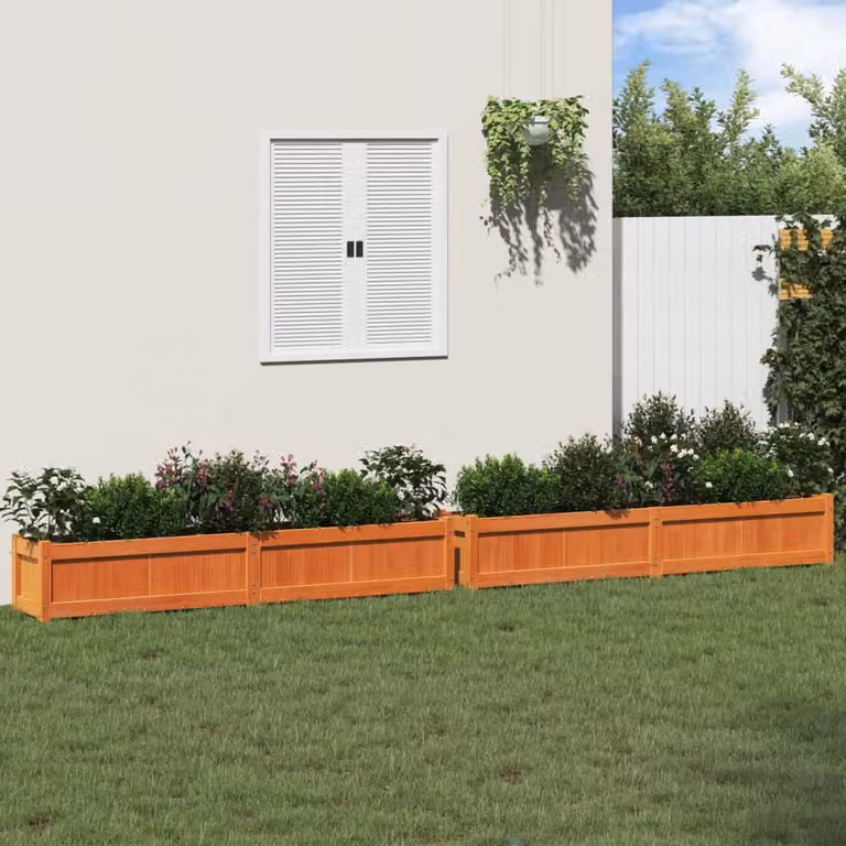 Set di 2 fioriere da giardino vidaXL in legno di pino massello marrone per orto ornamentale L/P/H: 180 x 31 x 31 cm