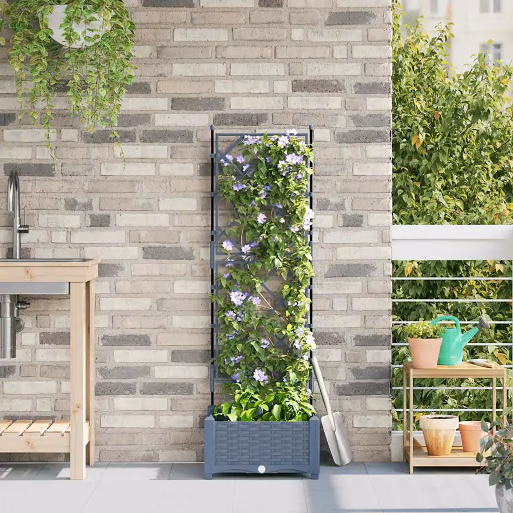 Vaso da giardino vidaXL Grigio Chiaro in plastica L/P/H: 40 x 40 x 125,5 cm