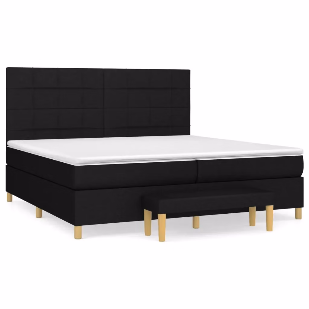 vidaXL Giroletto a Molle Ibrido con Materasso in Tessuto Nero L/P: 200 x 200 cm – 2