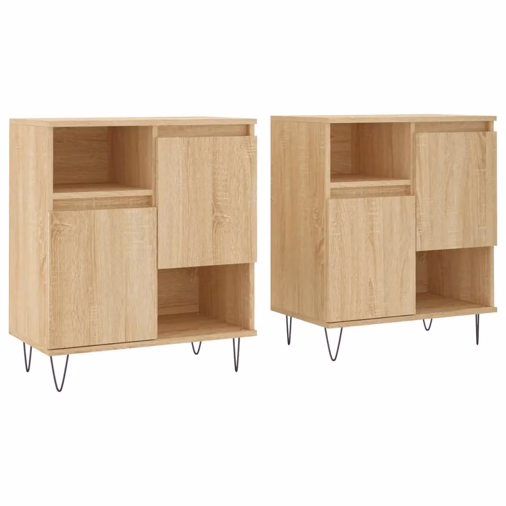 Set di 2 credenze vidaXL in legno e metallo color rovere, modello classico da appendere alla parete per la tua sala da pranzo, L: 120 cm, H: 70 cm, P: 35 cm – 2