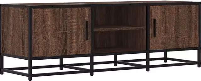 Mobile porta TV HELLOSHOP26 dal design industriale in legno composito e metallo, colore marrone, con vani contenitori, L 120 x P 35 x H 41 cm