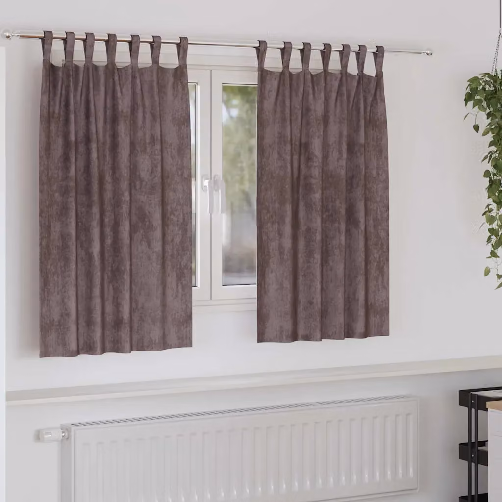Set di 2 tende in velluto vidaXL marroni con isolamento termico e oscuramento, L: 140 cm x H: 140 cm