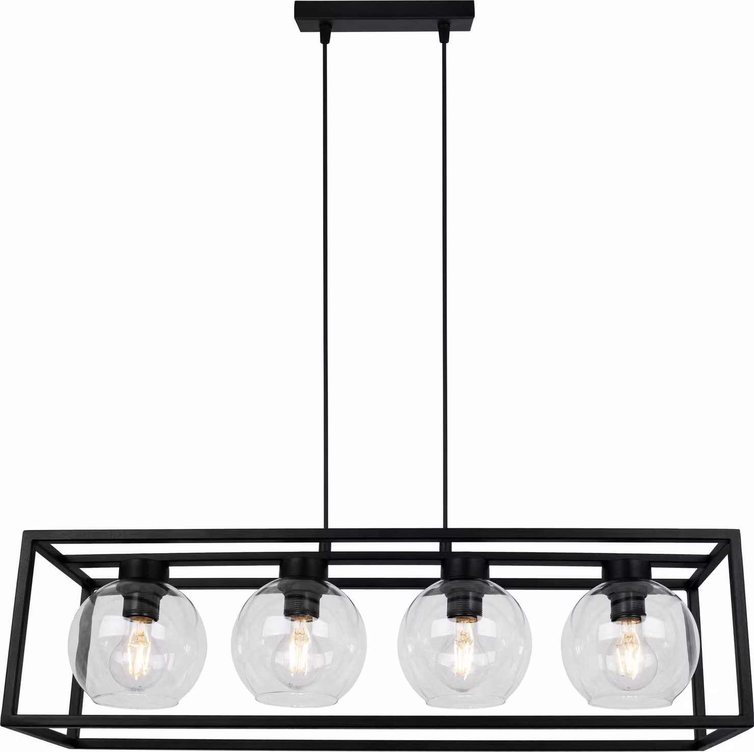 Haga Cage lampada a sospensione - Lampada da soffitto per soggiorno, camera da letto e sala da pranzo - Lampada a sospensione in metallo e vetro - E27 - Trasparente - 4 luci