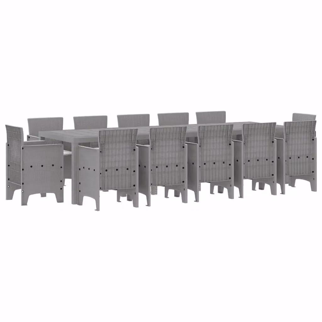 Set da pranzo per giardino e terrazza vidaXL in polyrattan grigio, 13 pezzi – 2