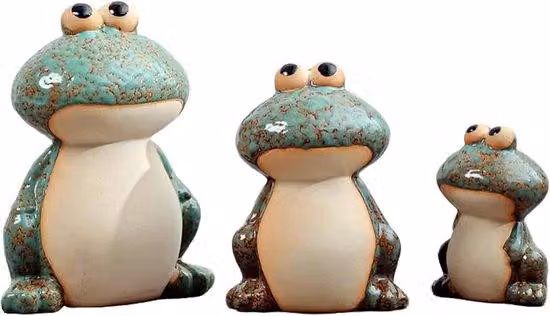 Arte Vetroceramica da giardino, statuetta verde da giardino, set da 3 pezzi, per il giardino, in Vetroceramica, verde