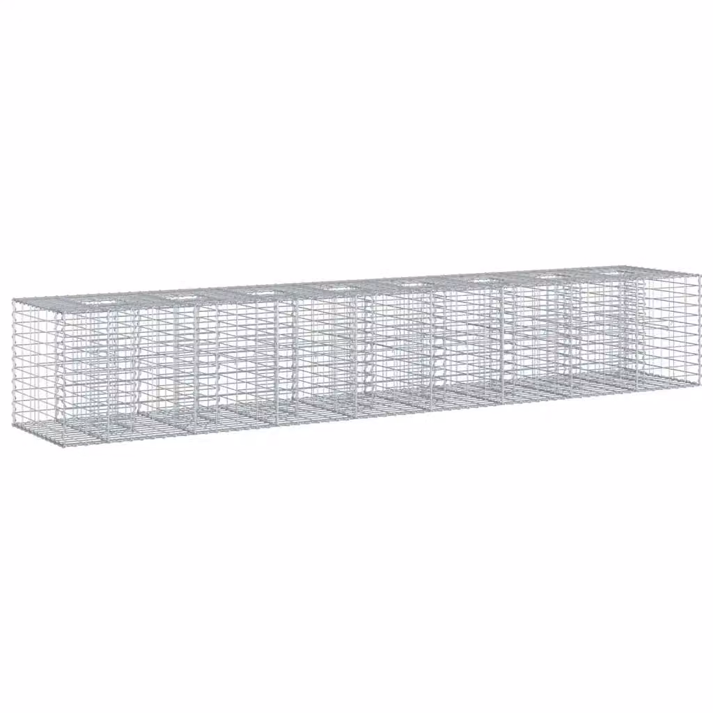 Set di 2 letti rialzati in gabbione vidaXL in acciaio zincato, Argento, L: 340 cm, P: 60 cm, H: 55 cm – 2
