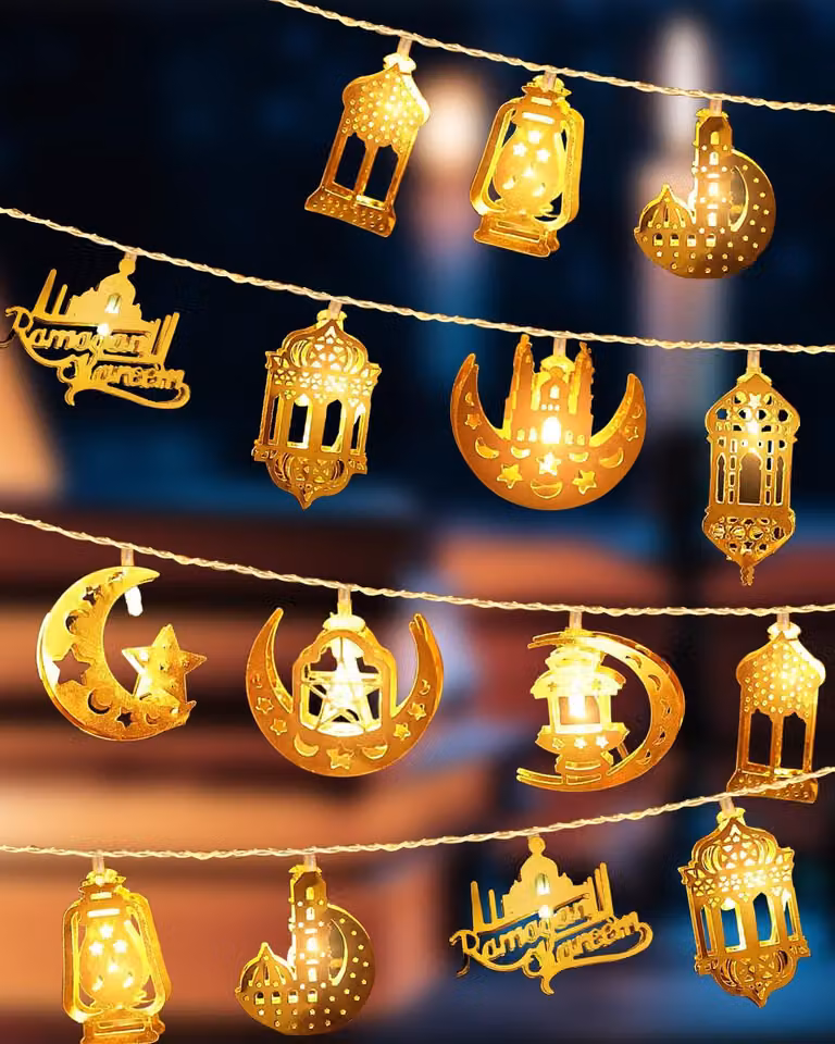 12 lanterne LED per il Ramadan, alimentate a batteria, impermeabili, colore bianco