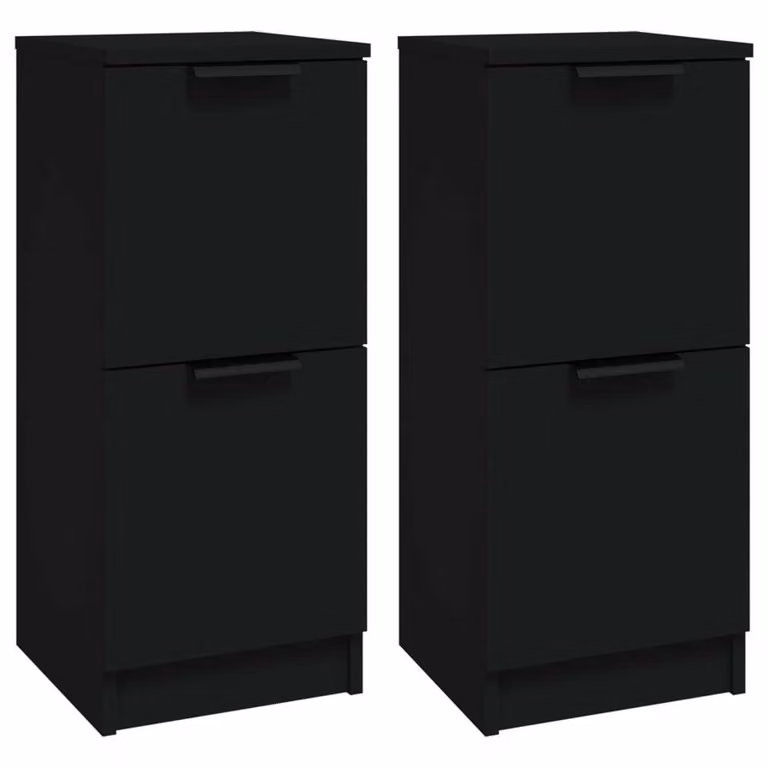 Credenze 2 pz Nere 30x30x70 cm in Legno Multistrato