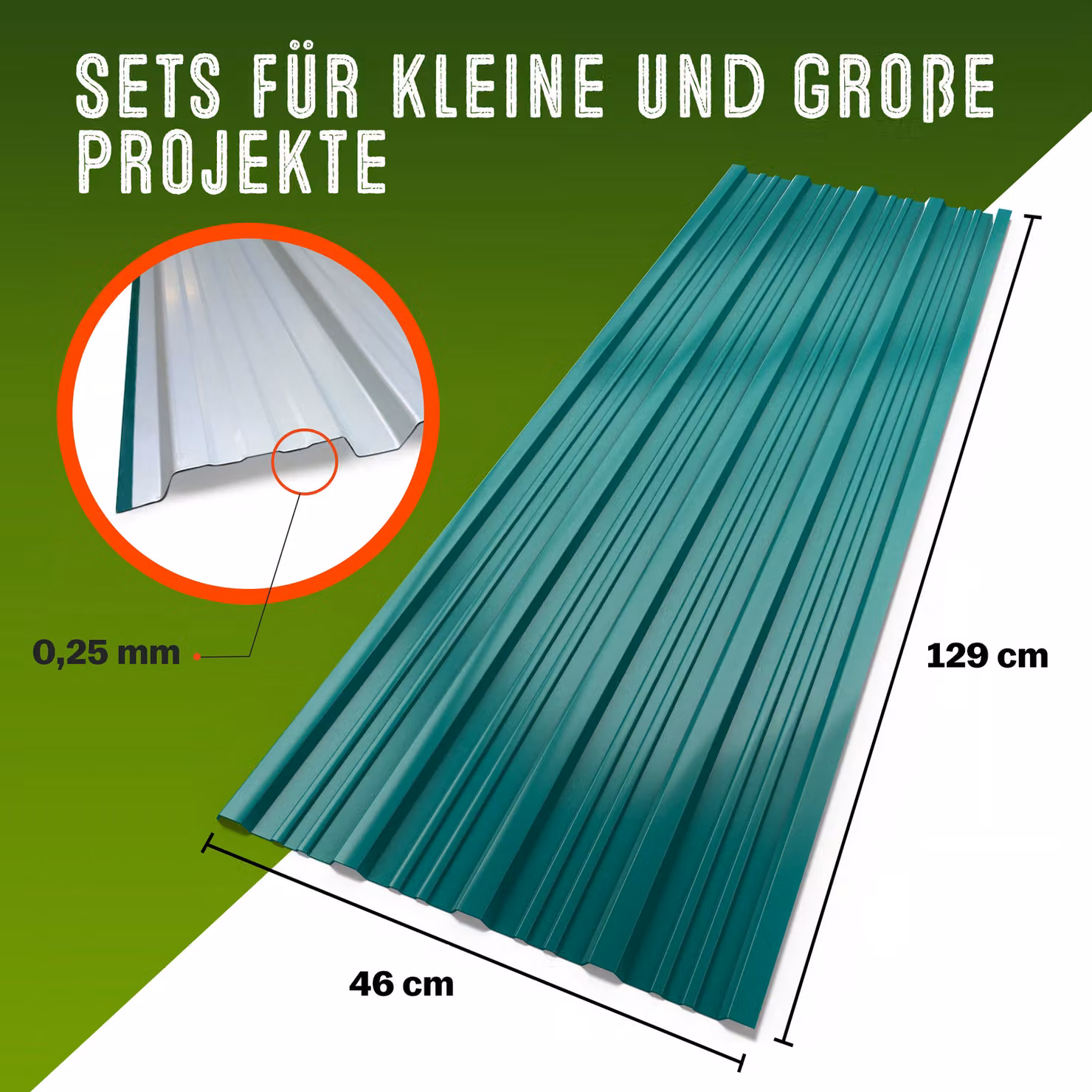 Set di 28 lamiere trapezoidali in acciaio zincato Gardebruk verde L: 110 cm, P: 46 cm, Copertura 14 m² – 4