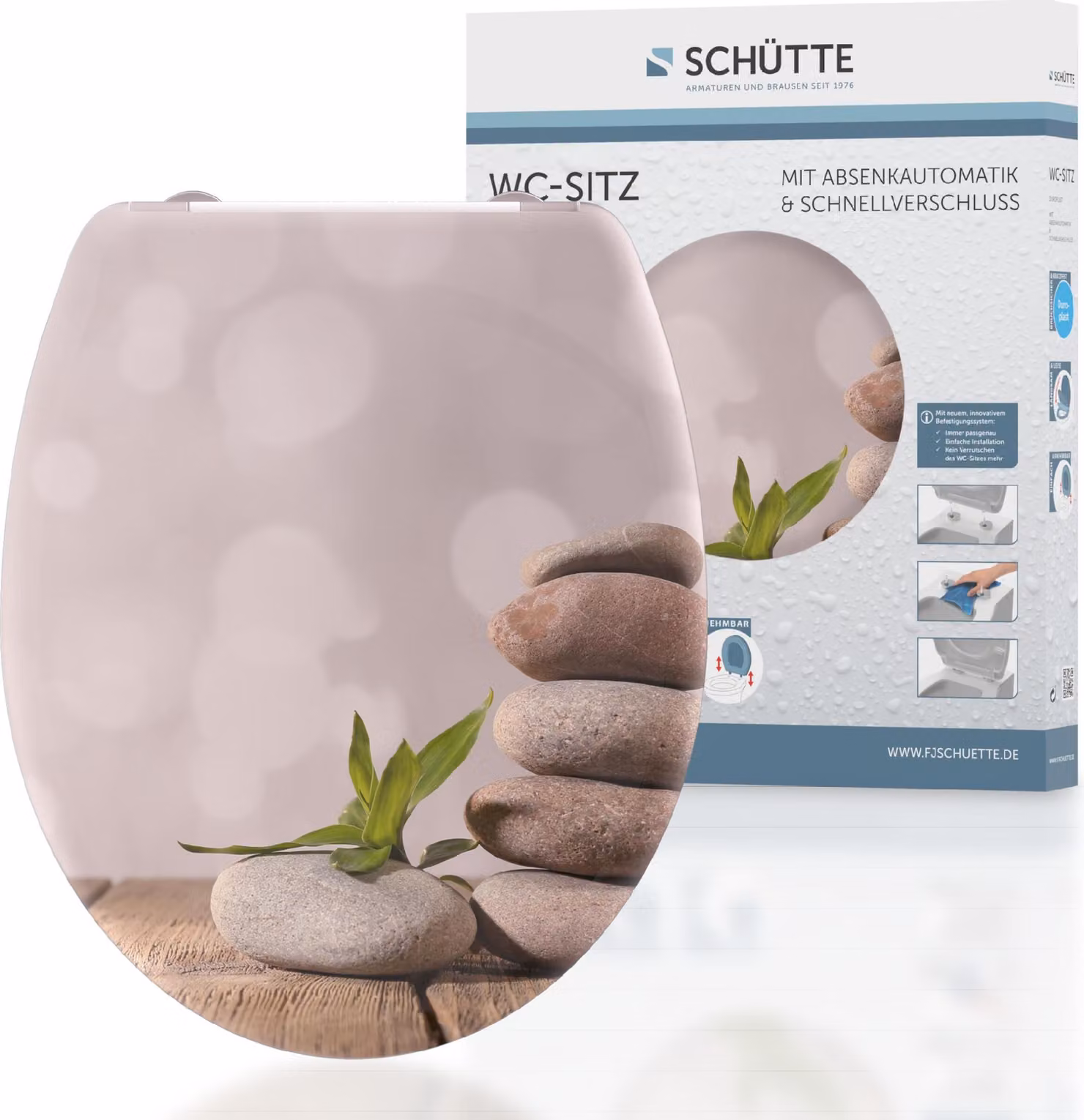 SCHÜTTE Sedile per WC PYRAMID, sedile per WC in duroplast con chiusura morbida e sgancio rapido, stampato con motivo