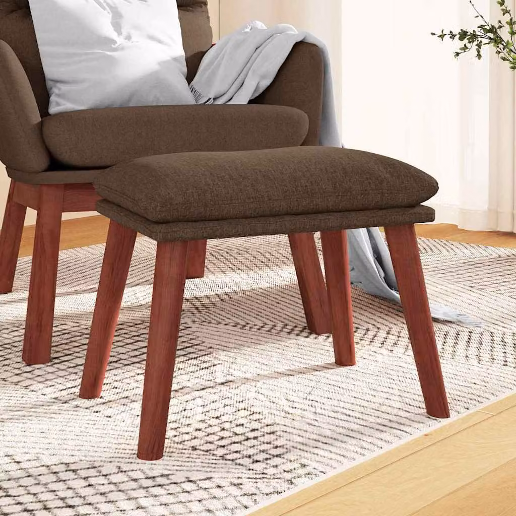 Poggiapiedi vidaXL in tessuto marrone con struttura in legno, L 45 cm x P 29,5 cm x H 35 cm
