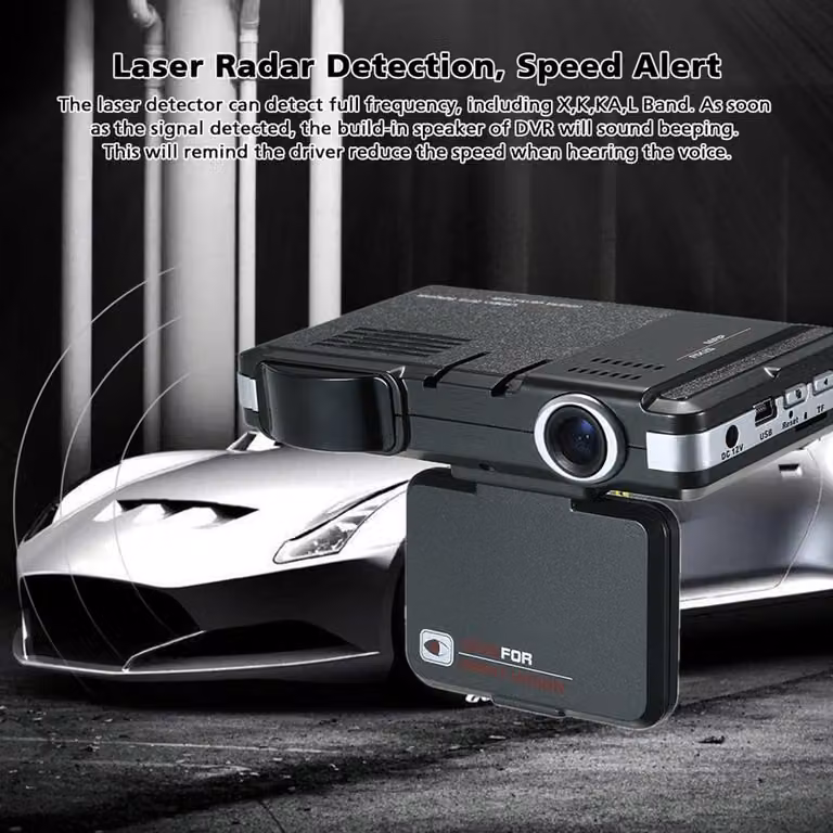 2.0 Schermo LCD Alta Definizione Auto DVR Registratore di guida Radar Detector 2 in uno Tachimetro Nero