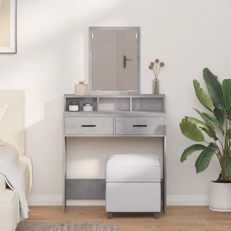 vidaXL Tavolo da Trucco Moderno Grigio L: 79 cm, P: 41 cm, H: 140 cm