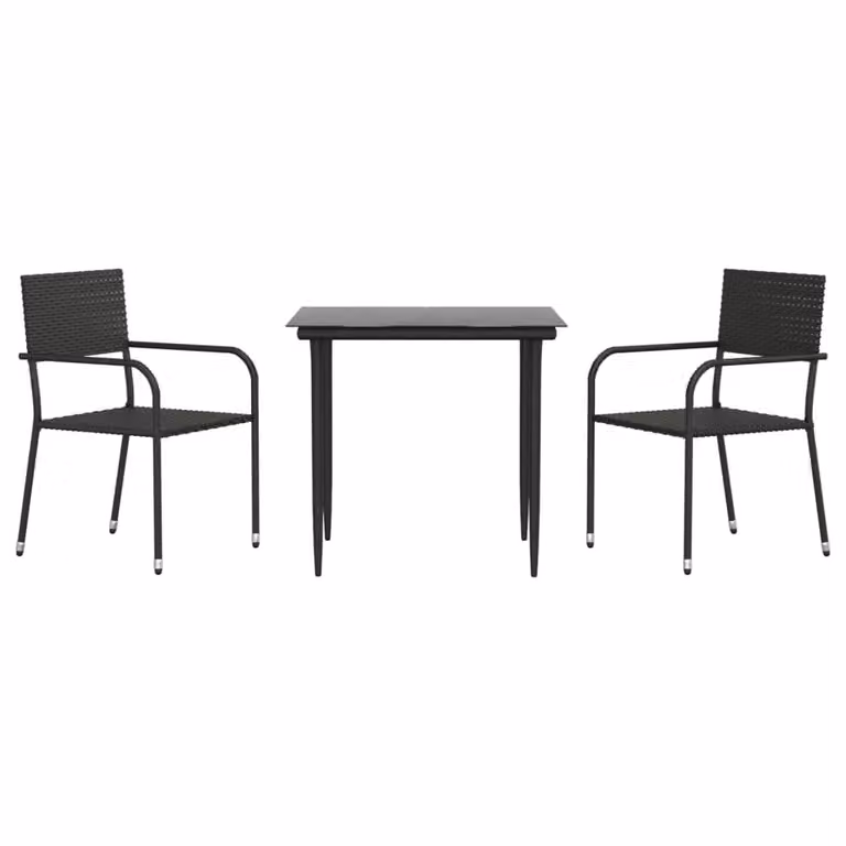 Set da Pranzo da Giardino 3 pz in Polyrattan e Acciaio