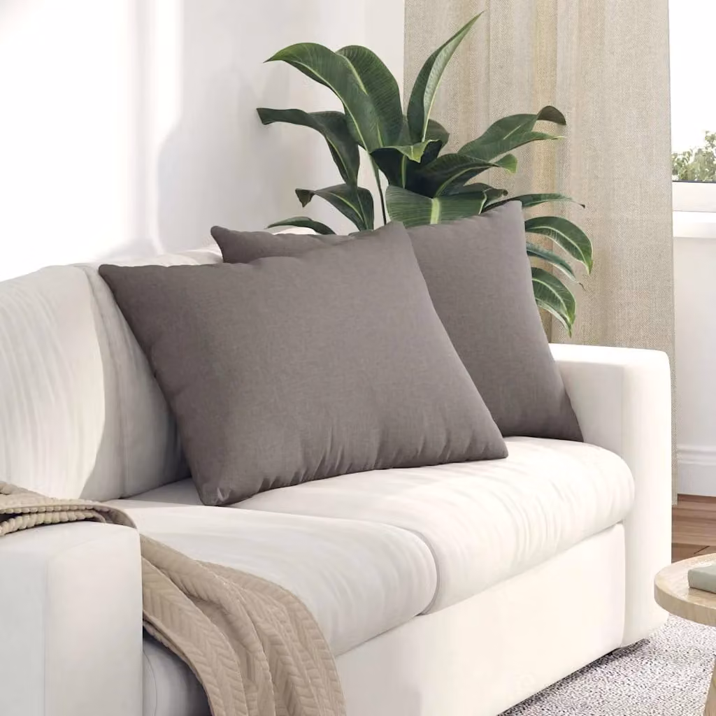 Set di 2 cuscini da divano vidaXL in tessuto con fodera rimovibile, disponibili in beige o grigio, L 70 cm x P 50 cm