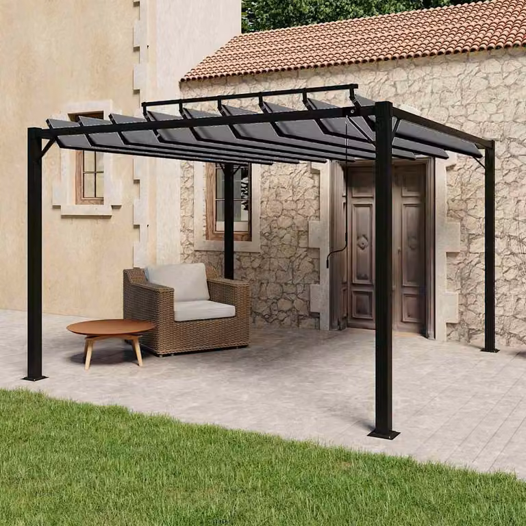 vidaXL Gazebo con Tetto a Lamelle in Alluminio e Poliestere Antracite L: 300 cm, P: 300 cm, H: 225 cm