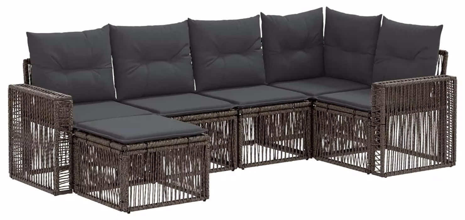 Set di divani da giardino, 6 pezzi, grigio e grigio scuro, in rattan sintetico