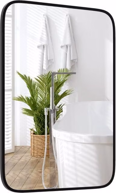 Specchio da bagno rettangolare 70x50cm con pellicola antifrantumazione viti di espansione, Specchio in alluminio