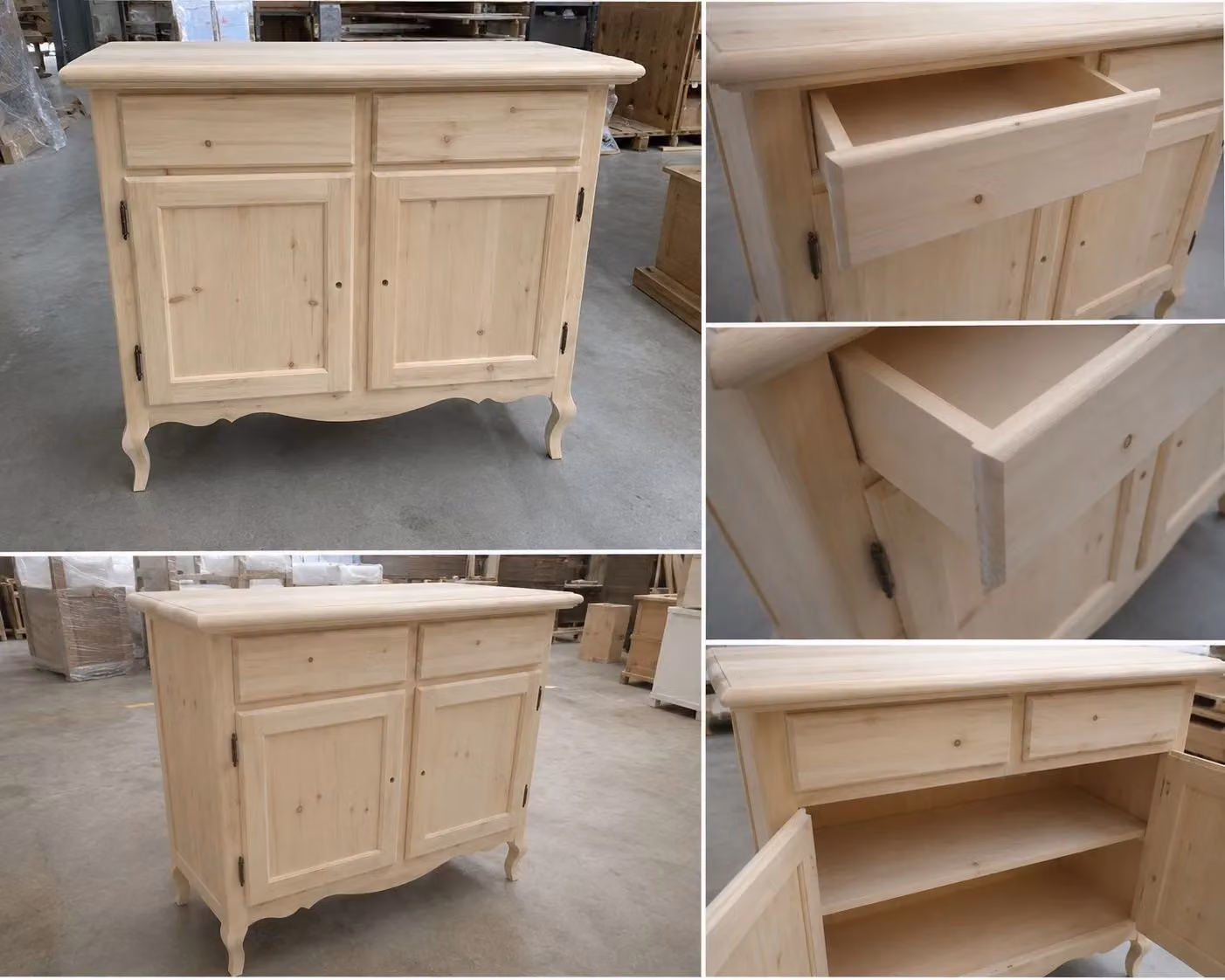 Madia credenza in legno grezzo con 2 porte Mobili 2G L/P/H: 114 x 49 x 97 cm – 1