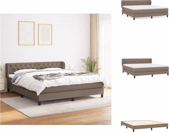 vidaXL Letto a molle con materasso in tessuto tortora 160x200 cm - Letti e strutture letto