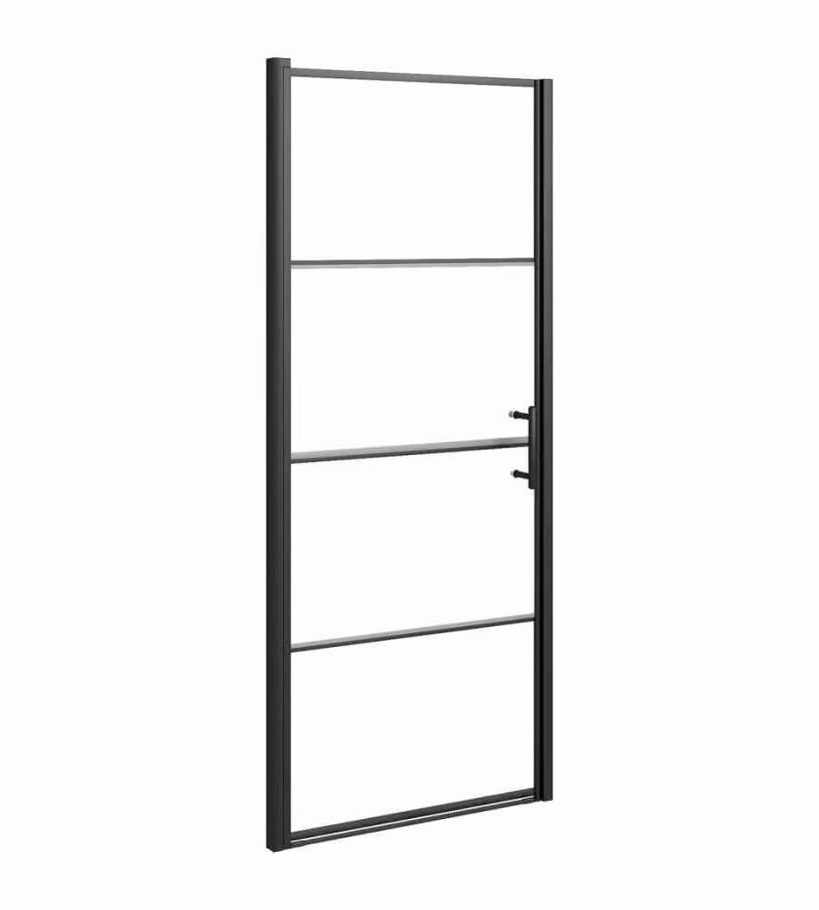 Parete Doccia vidaXL in Vetro Temperato Semi Smerigliato Nero L: 91 cm, H: 195 cm – 2