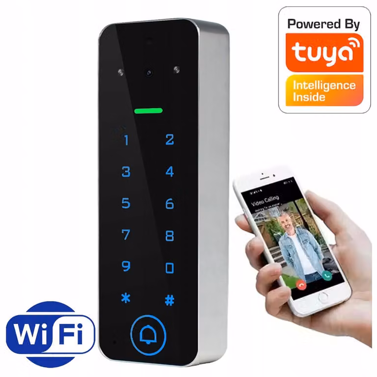 Sistema di intercomunicazione video, codice di accesso e badge, apertura del cancello tramite RFID, Wi-Fi TUYA