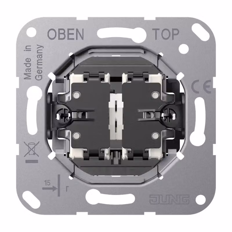 Interruttore a levetta Jung, 10 poli, 250 V CA, serie con 2 LED, senza ganci K505KOEU5