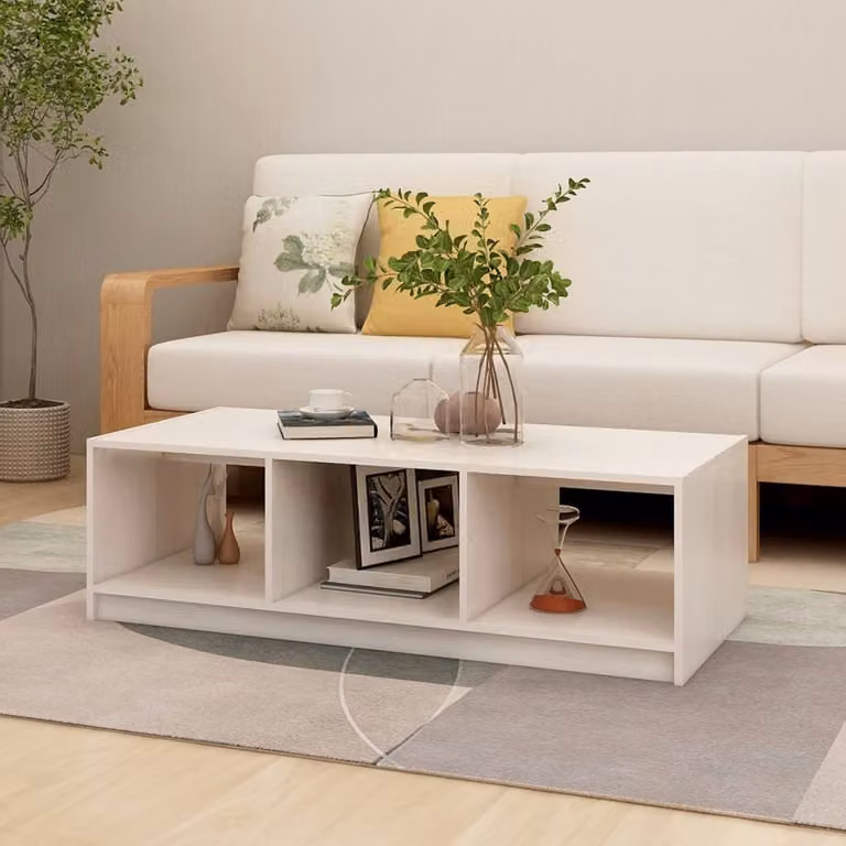 Maison Exclusive - Tavolino bianco 110x50x34 cm in legno massello di pino