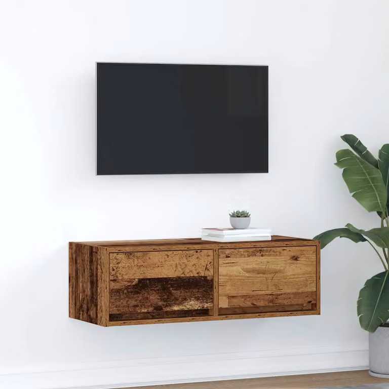 vidaXL Mobile Porta TV in Legno Antico Marrone con Compartimenti Media L: 80 cm, P: 31 cm, H: 25,5 cm