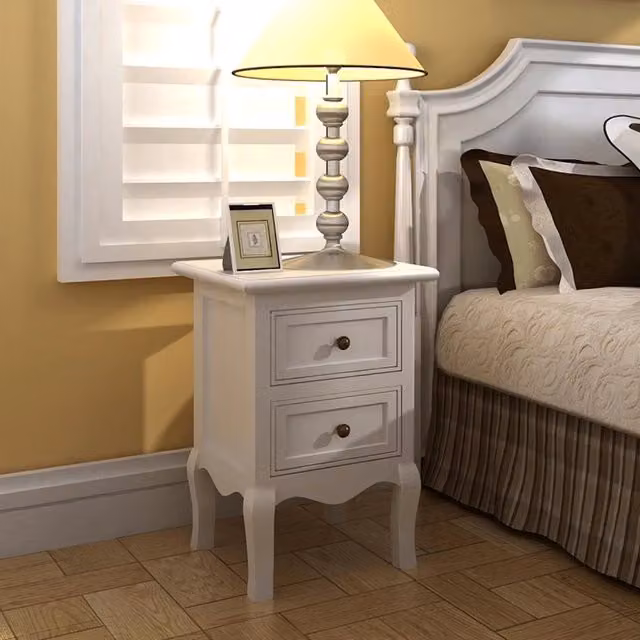 Set di 4 comodini vidaXL con 2 cassetti in MDF bianco per camera da letto – 1