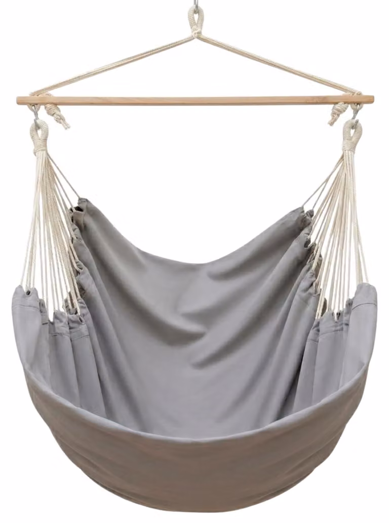 Sedia a dondolo XXL - 185x130 cm, grigio, cotone - portata massima 150 kg - adatta per interni, esterni, giardino e balcone