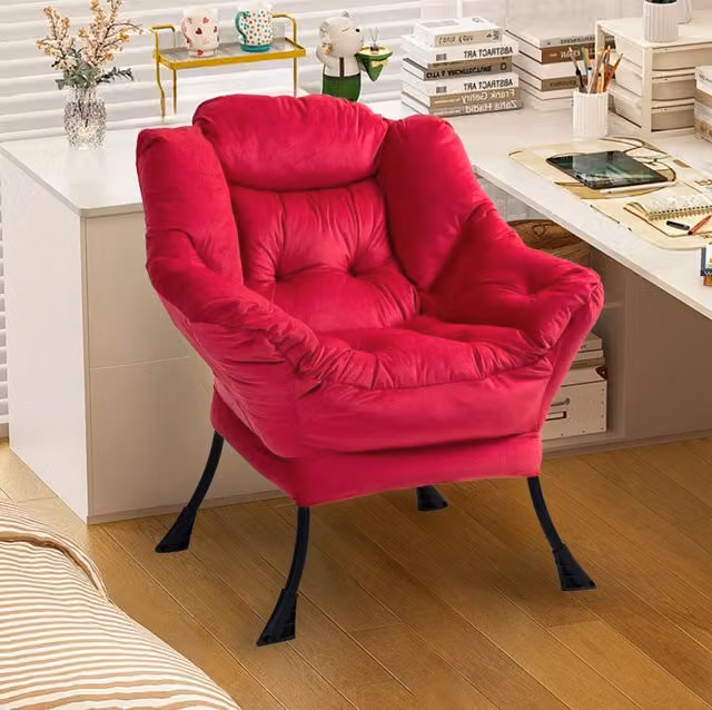 Poltrona relax in metallo rosso mattone con imbottitura in cotone PP