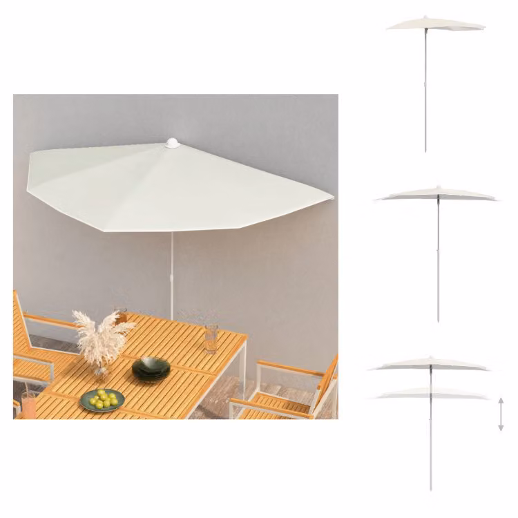 vidaXL Mezzo ombrellone con asta 180x90 cm color sabbia - Ombrelloni e tende da sole