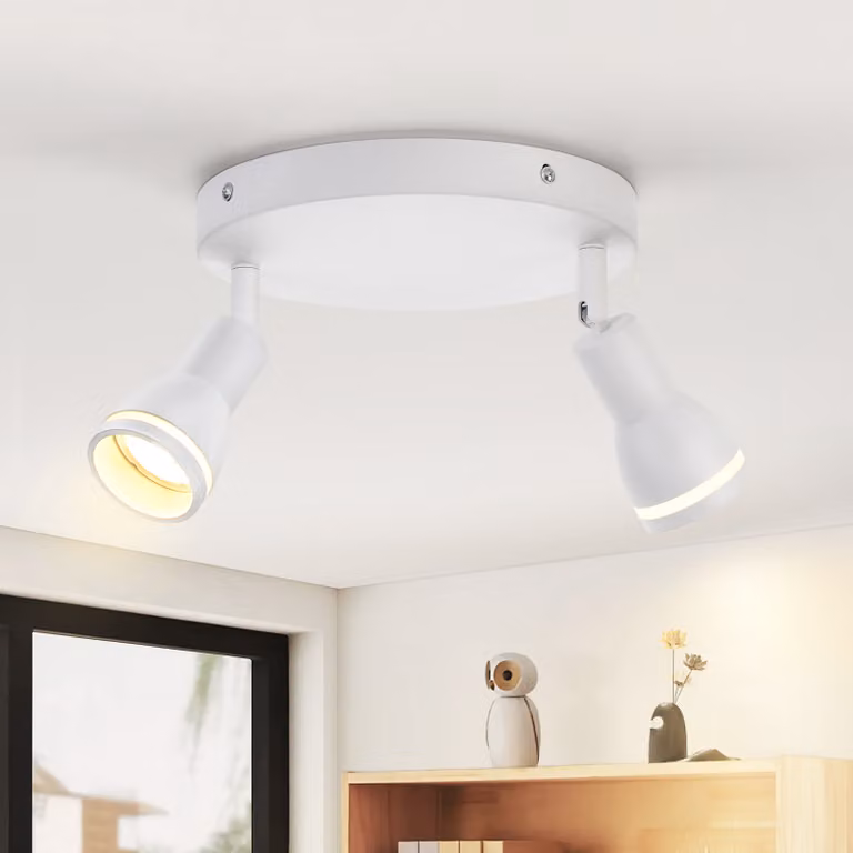 ZMH LED plafoniera bianca a 2 fiamme GU10 orientabile moderna mobile da parete in metallo per soggiorno camera da letto, senza lampadina