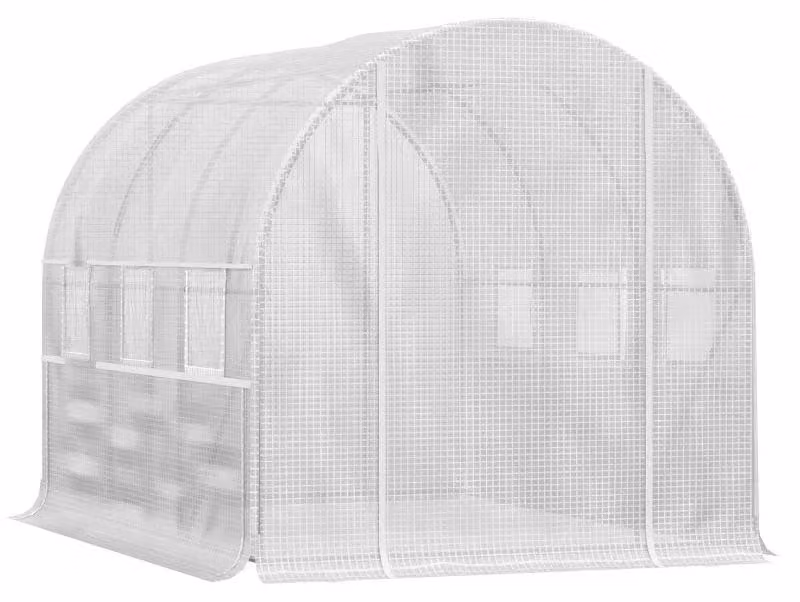 Serra a tunnel realizzata in telo plastico - Ideale per la coltivazione di piante | Colore: Bianco | Dimensioni: 200x295x200 cm
